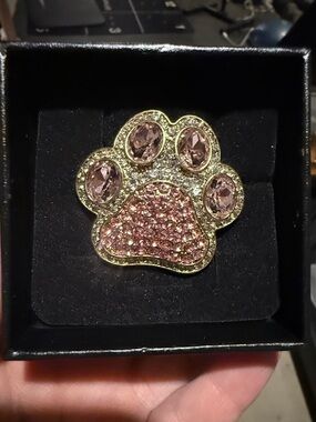 Heidi Daus Pink Crystal Paw Pin Brooch